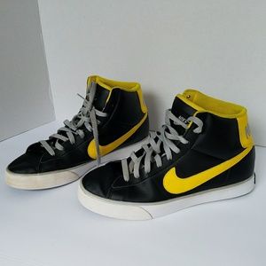 nike black and yellow high tops